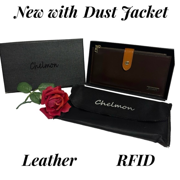 Chelmon Leather RFDI BLOCKING genuine leather wallet/card holder dust jacket NIB - Picture 1 of 13